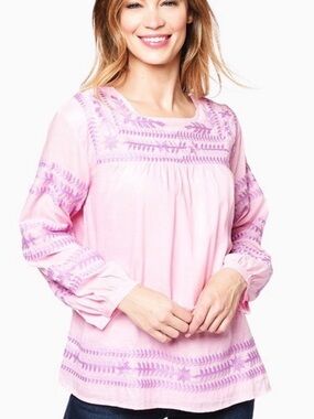 Light Pink Embroidered Boho Tunic